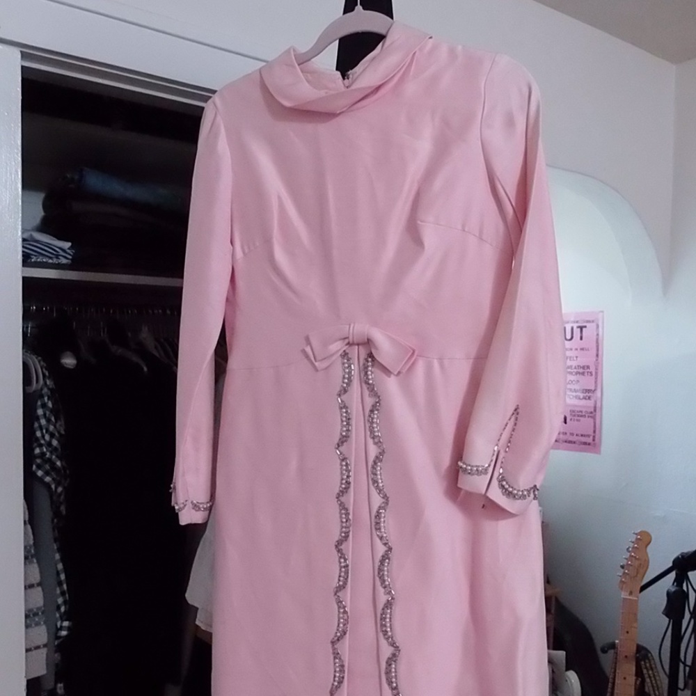 VINTAGE PINK JEWELED DRESS